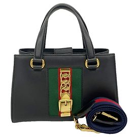 Borsa a mano Gucci Sylvie in pelle nera Nero