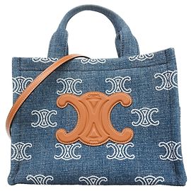 Céline Celine Small Covertized Denim Tote Bag Azul