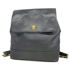 Mochila Chanel Triple Coco de piel caviar Negro