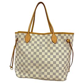 Saco Tote Louis Vuitton Damier Azur Neverfull MM Branco