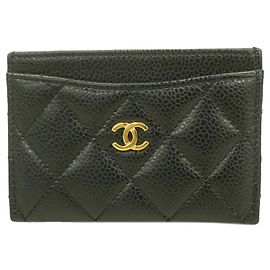 Chanel Black Grained Calfskin Card Case Black