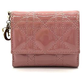 Christian Dior Dior Lady Lotus Wallet Black Pink