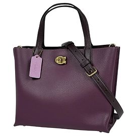 Bolsa de couro 2-Way Coach Willow Tote 24 Roxo