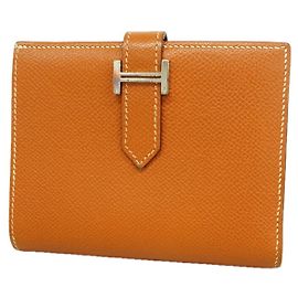 Hermès Cartera Hermes Bearn Compact en piel Epsom Gold Dorado