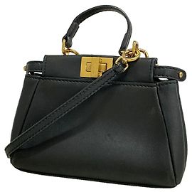 mala de couro Fendi Micro Peekaboo Preto