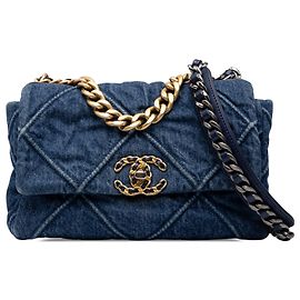 Chanel 19 Flap de denim azul tamaño Medium Azul