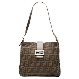 Sac à épaule Fendi Brown Zucca Canvas Marron