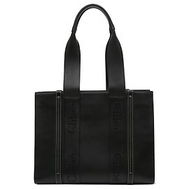 Chloé Black Medium Calfskin Woody Tote Black