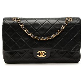 Chanel Black Medium Classic Lambskin Double Flap Black
