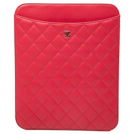 Chanel Red CC Quilted Lambskin Ipad Hülle Rot