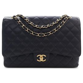 Chanel Black Maxi Classic Caviar Double Flap Noir