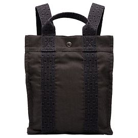 Sac à dos Hermès Herline PM en toile grise Marron