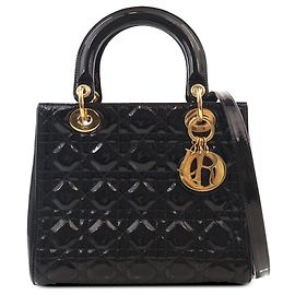 Dior Black Medium Patent Cannage Lady Dior Black