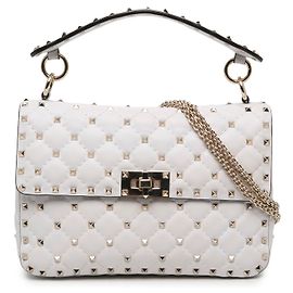 Sac Satchel Valentino Rockstud Spike Medium en Nappa Blanc Blanc