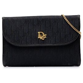 Borsa a tracolla con catena Diorissimo Trotter Canvas Nera di Dior Nero