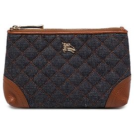 Burberry Kosmetiktasche aus blauem gestepptem Denim Blau Marineblau
