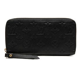 Louis Vuitton Black Monogram Empreinte Zippy Long Wallet Black