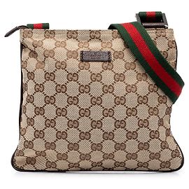Borsa a tracolla Gucci Beige GG Canvas Web Beige