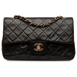 Chanel Black Medium Classic Lambskin Double Flap Nero