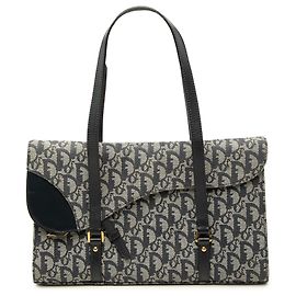 Bolsa de Ombro Dior Saddle em Lona Diorissimo Trotter Azul Azul Azul marinho