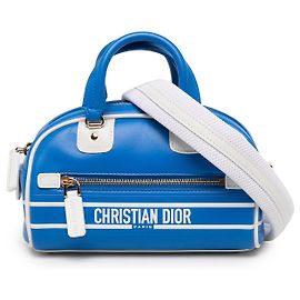 Borsa Bowling Dior Vibe con zip in pelle Micro blu Dior Blu