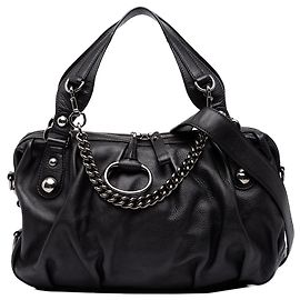 Bolsa Satchel Gucci em pele de bezerro preta com Icon Bit Preto