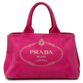 Sacola Prada em lona Canapa rosa com logo Rosa
