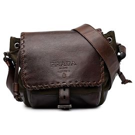 Bolsa Tiracolo Prada em Tessuto Verde e Couro com Costura Whipstitch Outro Verde