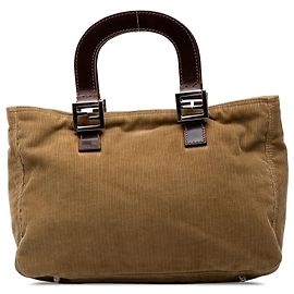 Fendi Brown Corduroy Handbag Brown Light brown