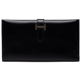 Portefeuille Hermès Bearn en cuir Box Calf noir Noir