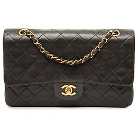 Chanel Black Medium Classic Lambskin Double Flap Nero