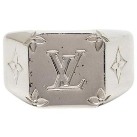 Louis Vuitton Monogram Siegelring aus versilbertem Messing L Silber