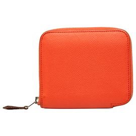 Portefeuille Compact Hermès Orange Epsom Silk In Orange