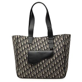 Borsa Tote Saddle Dior in tela Oblique blu Blu Blu navy