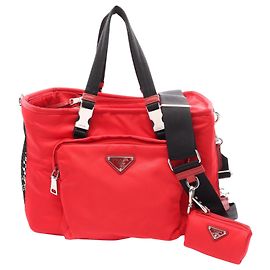 Prada Transportadora de Animais Conversível em Re-Nylon Vermelho Vermelho