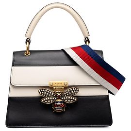 Gucci Bolsa Queen Margaret Small Top Handle em Couro de Bezerro Bicolor Preta Outro