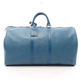 Louis Vuitton Keepall 55 Epi Leather Boston Bag Blue