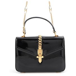 Gucci Sylvie 1969 Emaille-Handtasche Schwarz