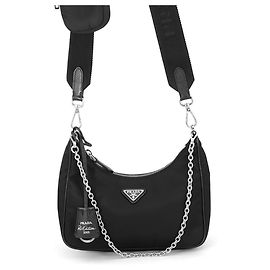 Bolsa de Ombro Prada em Re-Nylon Preto Preto