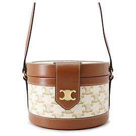 Céline Borsa a tracolla media in pelle Celine Triomphe Tambour Marrone Beige