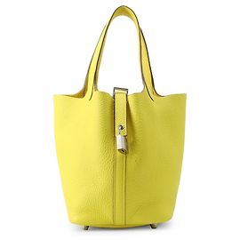 Hermès Sac à main Hermes Picotin Lock PM en cuir Lime Doré