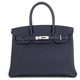 Hermès Hermes Birkin 30 Handbag in Blue Nuit Togo Leather Blue