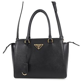Bolso de mano de piel Triangle Prada 1BA409 Negro
