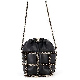 Borsa a tracolla con catena Chanel in pelle d'agnello Nero