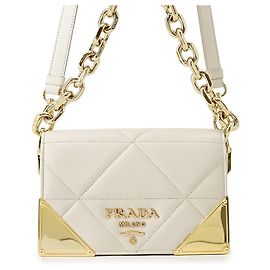 Prada gesteppte Leder-Schultertasche Weiß