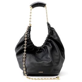 Borsa a spalla Loewe Squeeze Medium Melona Palam Nero