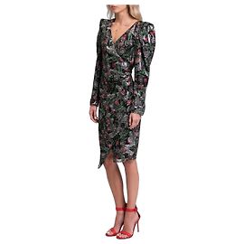 Patrizia Pepe Robe Midi à sequins floraux noirs Noir Rouge