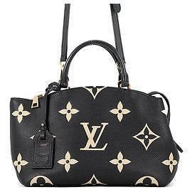 Borsa Louis Vuitton Bicolor Monogram Empreinte Petit Palais PM Nero Multicolore Beige Monogramma