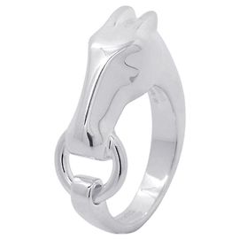 Hermès Anel de Banda Hermes Galop Prateado Prata