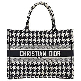 Borsa Tote in Tela Nera e Bianca Christian Dior Nero Bianco